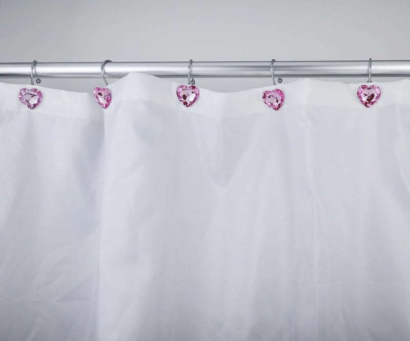Yapicoco Shower Curtain Hooks Rings for Bathroom, 12PCS Valentines Day Heart Stainless Steel Rust Resistant Decorative Rhinestones Shower Curtain Rings Hangers for Shower Curtains, Clothing, etc. - Image 5
